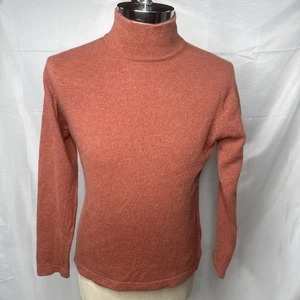 Forte Cashmere Turtleneck Sweater L Rust Burnt Orange Quiet Luxury Old Money - Picture 1 of 5