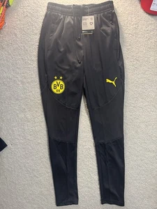 Puma Borussia Dortmund Training Joggers Size Large Slim Fit Tapered Black - Picture 1 of 13