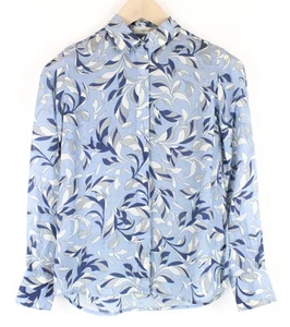 SUISTUDIO Charles Womens Silk Shirt UK6 Blue Lightweight Patterned Blouse - Picture 1 of 14