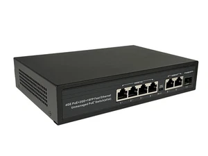 4-port Gigabit + 2-port Gigabit + 1-port Gigabit SFP Full Gigabit POE Switch New - Photo 1/6