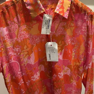 Neu mit Etikett Vilagallo seltenes rosa Blüten geknöpftes Shirt mehrfarbig Damengröße 44 - Bild 1 von 12