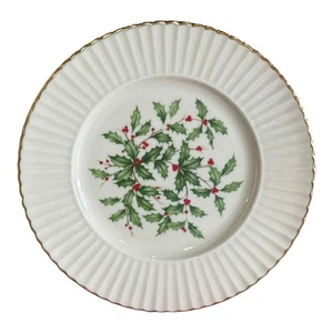 Plato especial Lenox Holly Berry vacaciones/navidad borde dorado de 8,5" - Imagen 1 de 2
