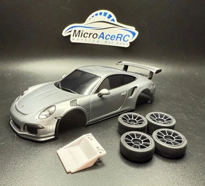 USED Kyosho MZP159S Porsche 911 GT3 RS Silver Metallic Mini-Z Body Auto Scale - Image 1 of 4