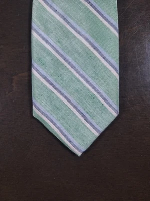 Галстук мужской Tommy Hilfiger галстук зеленый синий в полоску шелковый лен 60 футов x 2,75 фута - Изображение 1 из 4