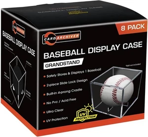 8er Pack Baseball Vitrinen - UV 8 Case, transparent - Bild 1 von 6