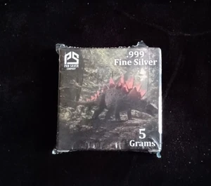 5-gram .999 Fine Silver Stegosaurus Bar by Pan Silver Company # 2002 / 3000 - Picture 1 of 2