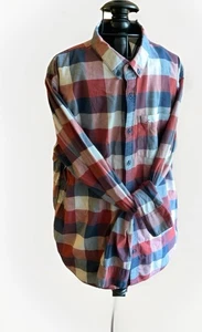 Hollister icon logo slim fit XL check button down oxford shirt in navy/red - Picture 1 of 7