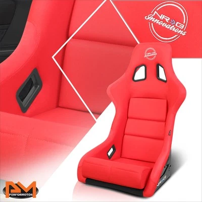 NRG FRP-304RD-NRG Xtra Large Size Fixed Back Racing Bucket Seat w/ Bracket Red - Image 1 of 4