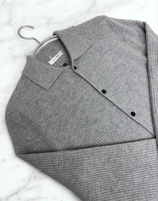 The Row Barkley Wool-Cashmere Shirt Cardigan – Light Grey – Size S - Image 1 of 4