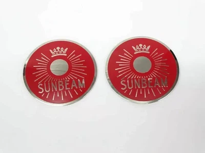 Vintage Classic Motorrad Sunbeam S7 S8 Benzin Kraftstofftank rote Abzeichen Paar - Bild 1 von 4