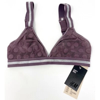 NWT H&M Size Small Purple Soft Bra Mesh Sheer Polka Dot - Image 1 of 3