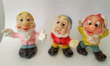 ♥ EOLO BRONTOLO PISOLO 3 NANI IN GOMMA LEDRA WALT DISNEY BIANCANEVE VINTAGE 7
