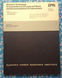 Resource terminology: an examination of concepts and terms and recommendat..EPRI - Picture 1 of 5