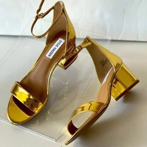 Steve Madden Womens Gold Wedge Sandals Platform Strappy Dress Heels Irenee, 7M - Picture 1 of 9