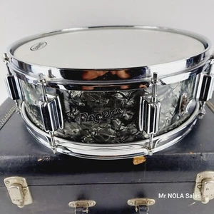 Tamburo rullante Rogers 5x14 Black Diamond Pearl Powertone 1966 8 lug coda di castoro - Foto 1 di 24