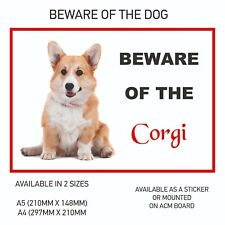 Funny Beware of the Corgi Dog Vinyl Car Van Decal Sticker Animal DS15