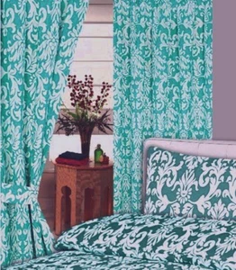 66"" x 72"" CORTINAS PLISADAS LÁPIZ BLANCO JADE VERDE DAMASCO BLANCO - Imagen 1 de 1