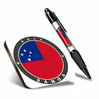 1 X Square Coaster & 1 Pen - Apia Samoa Flag Travel #5093