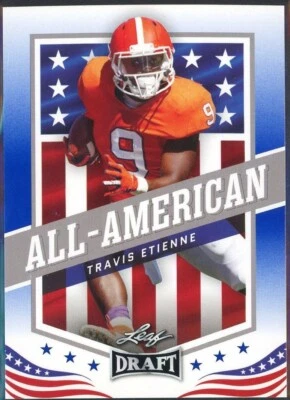 2021 Leaf Draft Travis Etienne All-American Blue Parallel #44 - Jaguars - Image 1 of 2