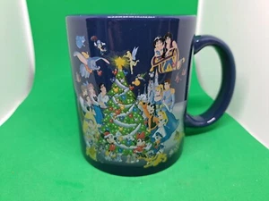 New Disney Characters Decorating Christmas Tree Blue Ceramic Mug MWare 3.75" - Picture 1 of 10