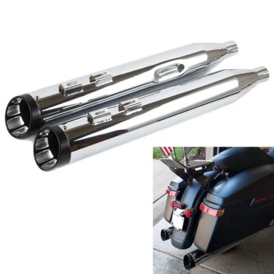 SHARKROAD Exhaust 4" Slip On Mufflers For Harley Touring 95-16 Electra Glide - Image 1 of 4