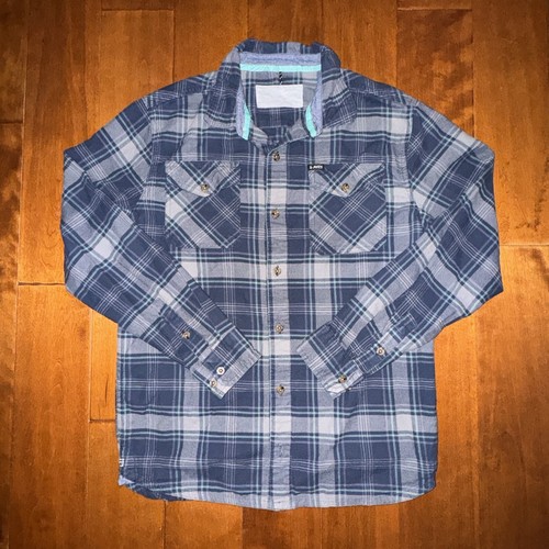 Jetty Marine Supply Shirt Mens Long Sleeve Flannel Blue Gray Plaid
