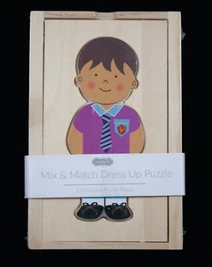 JUEGO DE ROMPECABEZAS DE VESTIR MUDPIES EDUCATIVOS DE MADERA MEZCLA Y COMBINACIÓN NUEVO EN CAJA SELLADA - Imagen 1 de 6