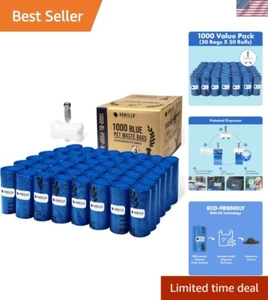 Eco-Friendly Pet Waste Bags - 1000 Unscented 9x13 Leakproof Bags with Dispenser - Picture 1 of 10