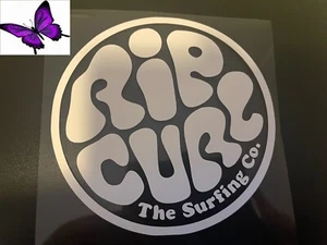 1 X WHITE ROUND RIPCURL THE SURFING CO PERMANENT VINYL DECAL CAR SURFBOARD G - Picture 1 of 2