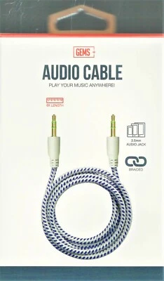 GEMS Audio Cable Smartphone Tablet Portable Speakers Music 3.5mm 6ft. Blue Braid - Image 1 of 2