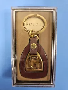 NEW Rolfs Leather & Gold Tone Keychain Key Ring Letter "G" NIB - Picture 1 of 1