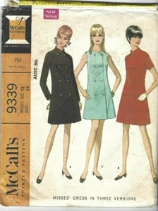 McCall's Sewing Pattern 9339, Vintage Coat-Dresses 3 Styles, Size 12 Bust 34" - Picture 1 of 2