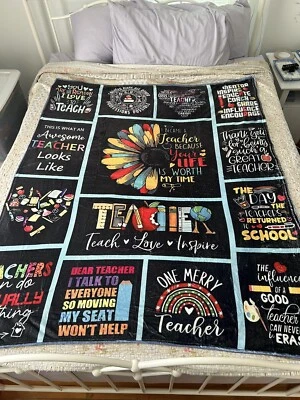 Manta Sherpa de Vellón Retazos para Maestros de Regreso a la Escuela, Regalo del Día del Maestro Nueva sin Etiquetas Foto 1 de 4