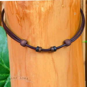 Leather Necklace Surfer Chain Adjustable Own Pendant - Picture 1 of 6