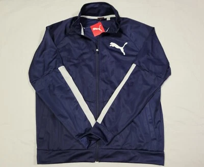 Jaqueta esportiva masculina PUMA contraste pista treinamento 2.0 azul marinho tamanho grande - Imagem 1 de 4