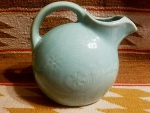 SCARCE COOL OLD SHAWNEE TURQUOISE SNOWFLAKE BALL JUG USA Hard to Find!! - Picture 1 of 7