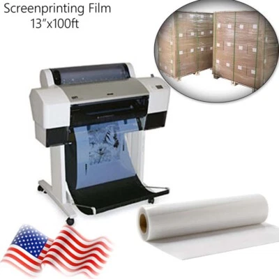 4U MEDIA&DISPLAYS 13''x100ft / Roll,Waterproof Inkjet Fast-Dry Screen Printing Transparent Film