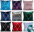 Large Crush Velvet Diamante Chesterfield Cushions or  Covers 3 Sizes 5 Colors