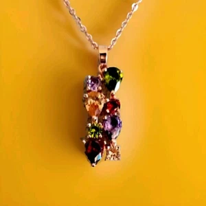 Collar Mona Lisa Colgante Cadena Mujer, Flor Circonita Cúbica Color Oro Rosa. - Imagen 1 de 7