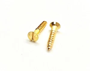 SOLID BRASS 4G SLOTTED COUNTERSUNK 4 GAUGE BRASS WOOD SCREWS NO.4 - Picture 1 of 7