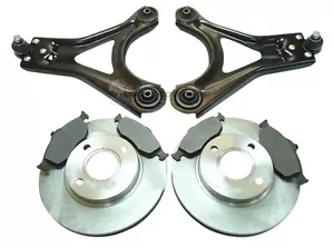 FORD MONDEO FRONT 2 LOWER WISHBONE ARMS BALL JOINT BUSHES & BRAKE DISCS & PADS - Picture 1 of 1