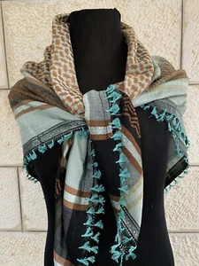 Original palästinensischer Keffiyeh Shemagh arabischer Hatta 100 % Baumwolle Wüste Arafat Schal - Bild 1 von 9