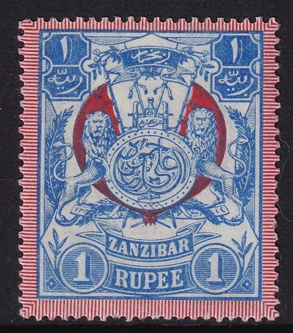 ZANZIBAR EDVII SG220, 1r blue & red, mounted mint Cover