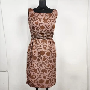 Vintage Mauve Pink & Brown Floral Sheath Sleeveless Dress Union Made - Picture 1 of 8