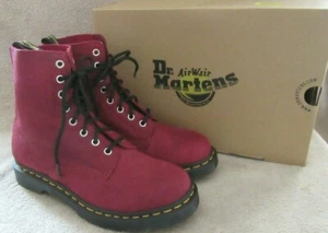 DR MARTENS 1460 Botas de Cuero Rojo Cereza Pascal Brillo Rayo EE. UU. 7 EU 38 Nuevo con Caja - Imagen 1 de 11