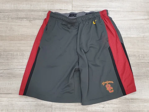 Nike Dri Fit Men's Dark Gray Red USC Trojans Athletic Shorts Sz L Cover