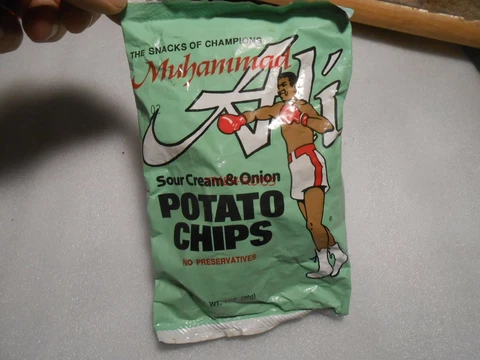 Vintage Muhamad Ali Muhammad Sour Cream & Onion Sealed Bag of Potato Chips Cover