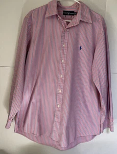 Ralph lauren mens long sleeves button up stripe pink blue shirt size XL - Picture 1 of 4