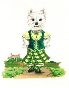 11X14 IMPRESIÓN DE PINTURA RYTA WEST HIGHLAND TERRIER Día de San Patricio Arte Popular Irlandés - Imagen 1 de 1
