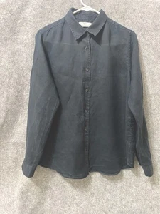 Uniqlo Women's M Long Sleeve Button Up Linen Shirt Blue - Picture 1 of 10